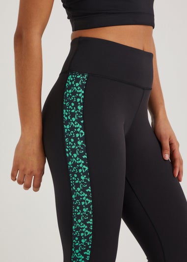 Souluxe Black Print Panel Capri Sports Leggings