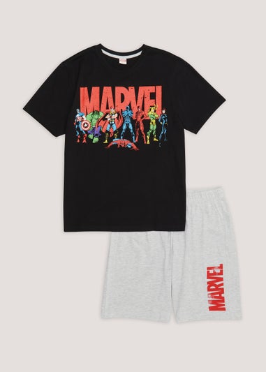 Black Marvel Short Pyjama Set