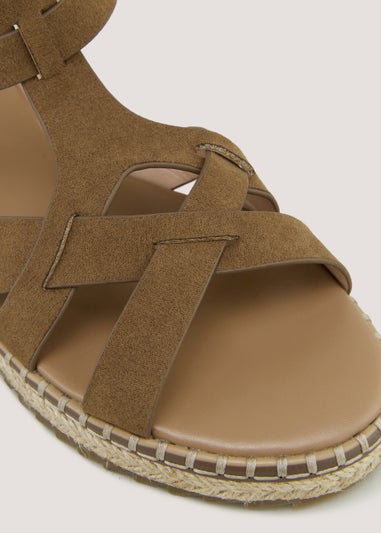Taupe Whipstitch Gladiator Sandals