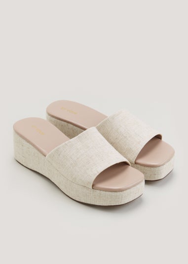 Et Vous Natural Linen Blend Flatforms
