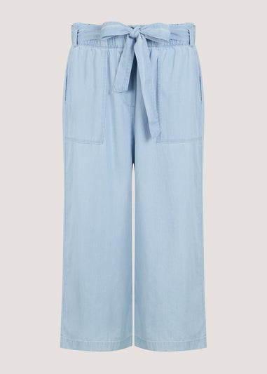 Denim Cropped Utility Trousers