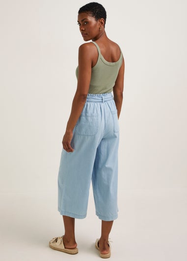 Denim Cropped Utility Trousers