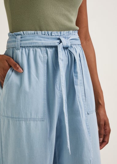 Denim Cropped Utility Trousers