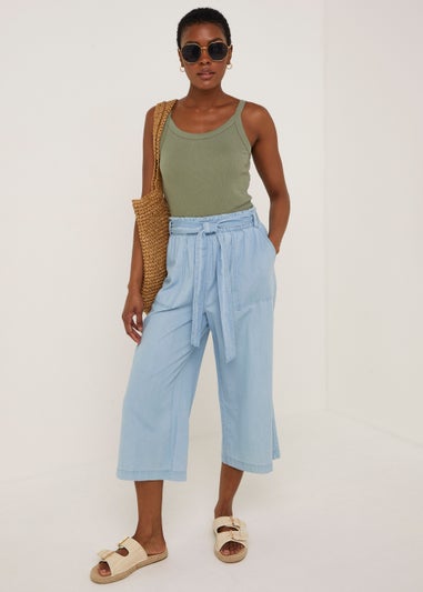 Denim Cropped Utility Trousers