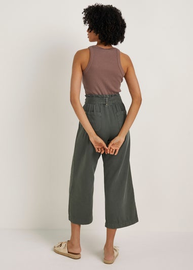 Khaki Utility Cropped Trousers