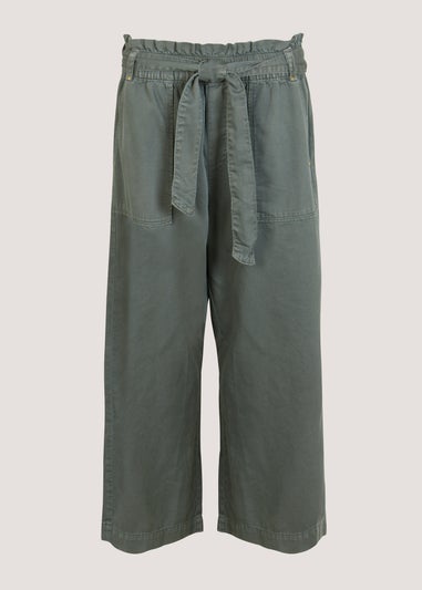 Khaki Utility Cropped Trousers