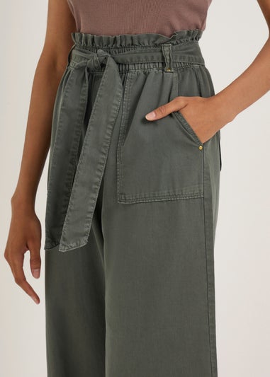 Khaki Utility Cropped Trousers