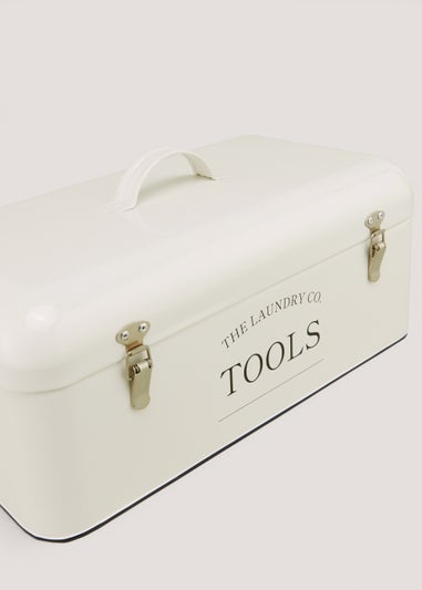 Cream Metal The Laundry Co Tool Box (41cm x 21.5cm x 17cm)
