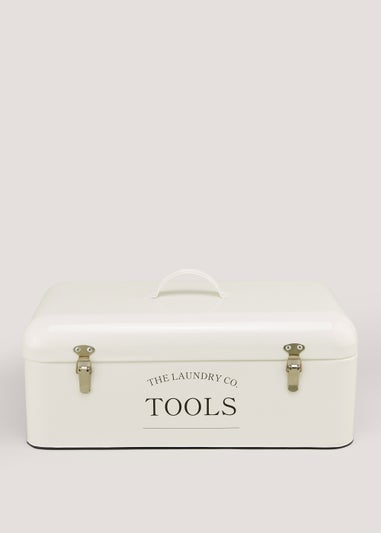 Cream Metal The Laundry Co Tool Box (41cm x 21.5cm x 17cm)