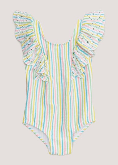 Girls Candy Stripe Frill Swimming Costume (3mths-6yrs)