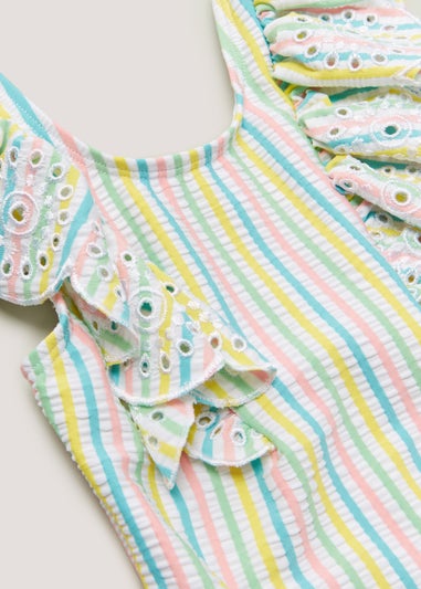 Girls Candy Stripe Frill Swimming Costume (3mths-6yrs)