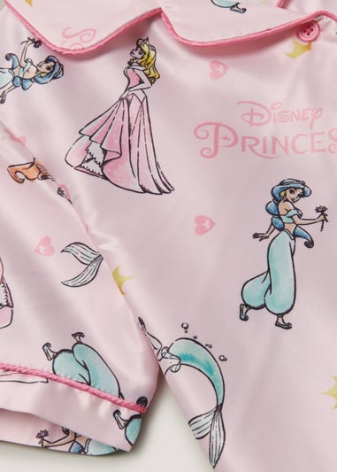 Kids Pink Disney Princess Satin Shortie Pyjama Set (4-11yrs)