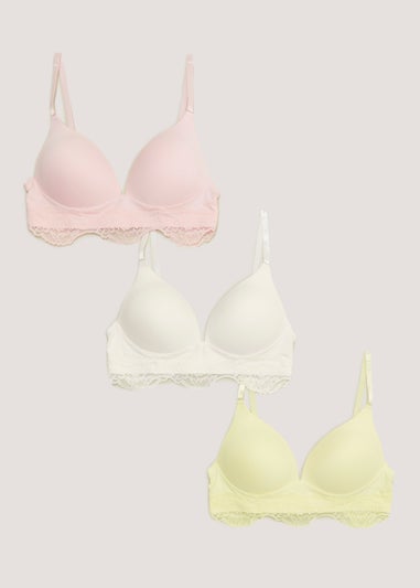 3 Pack Non Wired Yellow Lace Plunge Bras