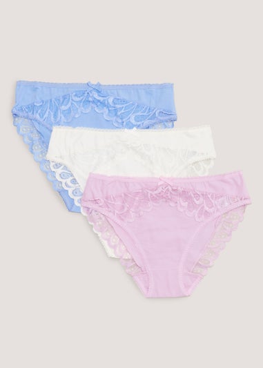 3 Pack Blue High Leg Knickers