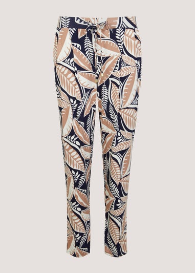 Navy Leaf Print Harem Leggings