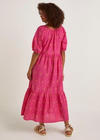 Pink embroidered hotsell midi dress