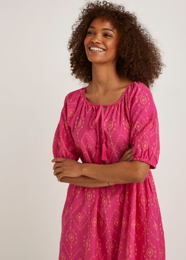 Papaya Petite Pink Embroidered Midi Dress