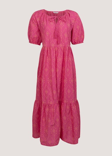 Papaya Petite Pink Embroidered Midi Dress