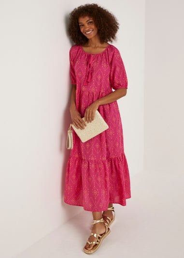 Papaya Petite Pink Embroidered Midi Dress