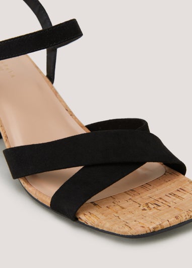Black Wide Fit Cork Heels