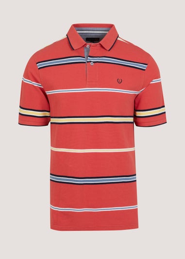 Lincoln Bright Coral Stripe Polo Shirt