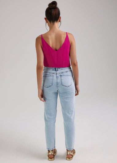 Ava Bleach Wash Mom Jeans (Long Length)