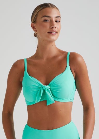 DD+ Aqua Tie Front Bikini Top