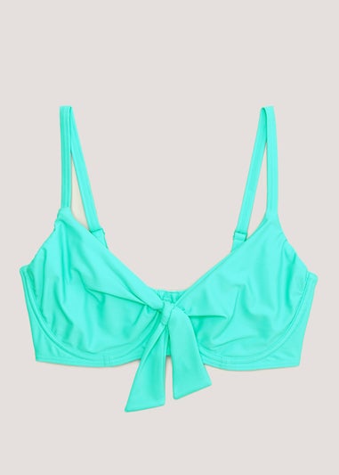 DD+ Aqua Tie Front Bikini Top