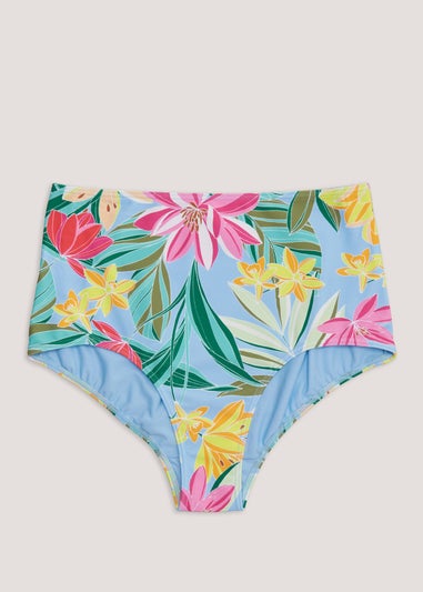 Multicoloured Tropical Floral High Waisted Bikini Bottoms