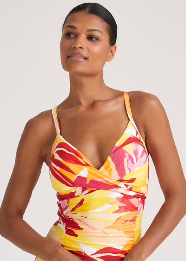 Orange Leaf Print Swimsuit