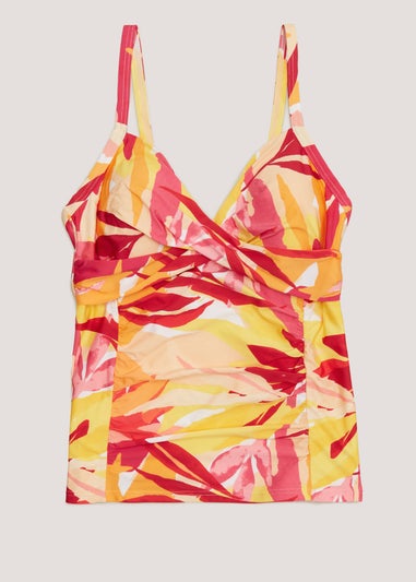 Orange Leaf Print Tankini Top