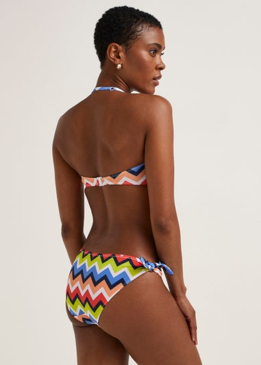 Multicoloured Zigzag Twist Bikini Bottoms