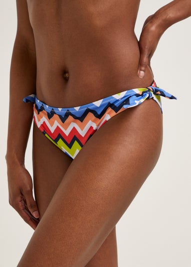 Multicoloured Zigzag Twist Bikini Bottoms