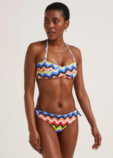 Multicoloured Zigzag Twist Bikini Bottoms