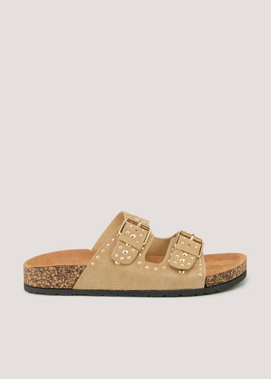 Taupe Stud Footbed Sandals