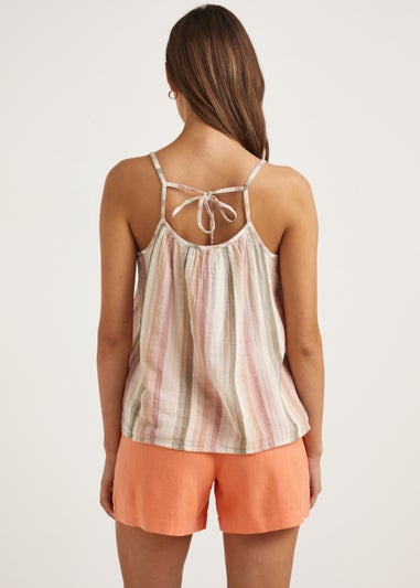 Orange Linen Blend Shorts