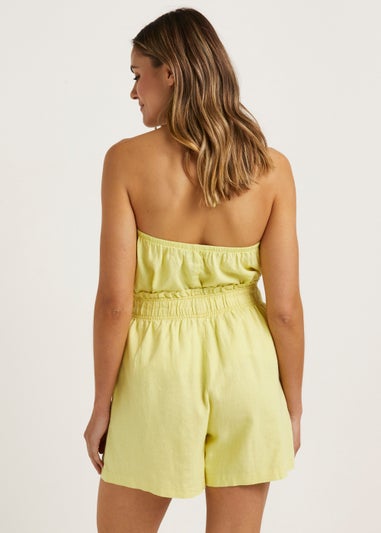 Yellow Linen Blend Shorts