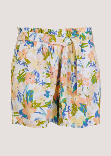 Multicoloured Tie Waisted Linen Blend Co-Ord Shorts