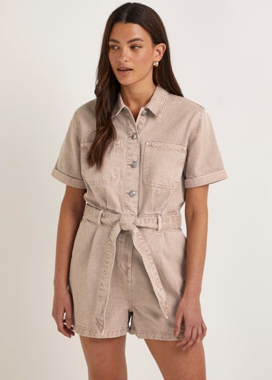 Papaya Petite Stone Denim Playsuit