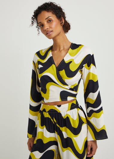 Et Vous Green Swirl Print Tie Co-Ord Shirt