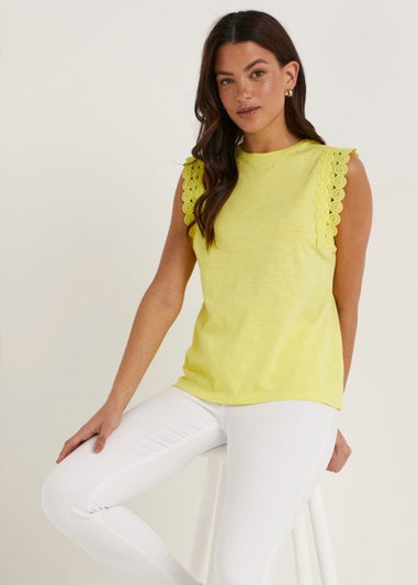 Yellow Lace Vest Top