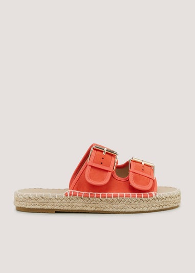 Orange Double Buckle Espadrilles