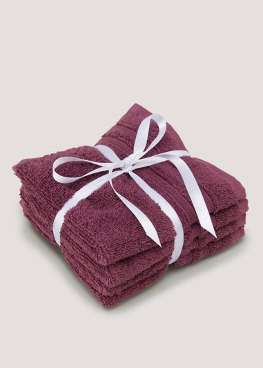 4 Pack Plum 100% Egyptian Cotton Face Cloths