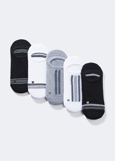 US Athletic 5 Pack Black & Grey Invisible Socks