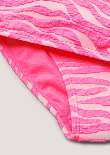 Girls Pink Zebra Textured Bikini Set (4-13yrs) - Matalan