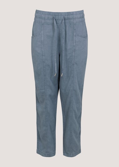 Blue Linen Blend Joggers