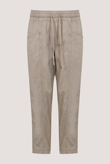 Beige Linen Blend Joggers