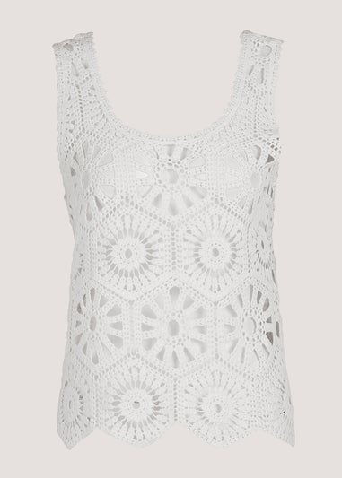 White Crochet Lace Vest Top