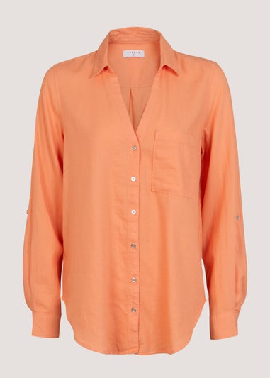 Orange Linen Blend Shirt