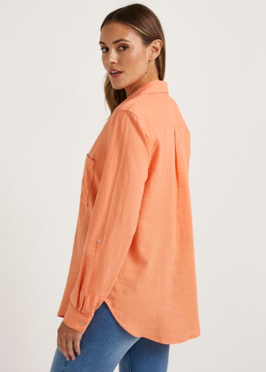 Orange Linen Blend Shirt